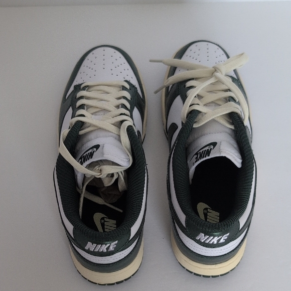 Nike Dunk Low Shiny Forest Green & White Sneakers - Picture 10 of 14